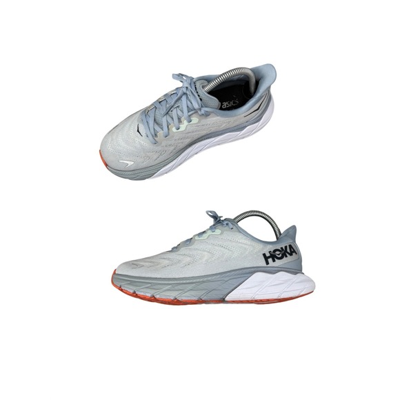 Hoka One One Shoes - Hoka Arahi 6 Running Shoes Harbor Mist Celery Grey Orange Stability Women's 7.5
